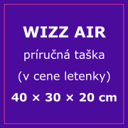 Batoh do lietadla Wizz Air – príručná taška (v cene letenky) 40 × 30 × 20 cm 